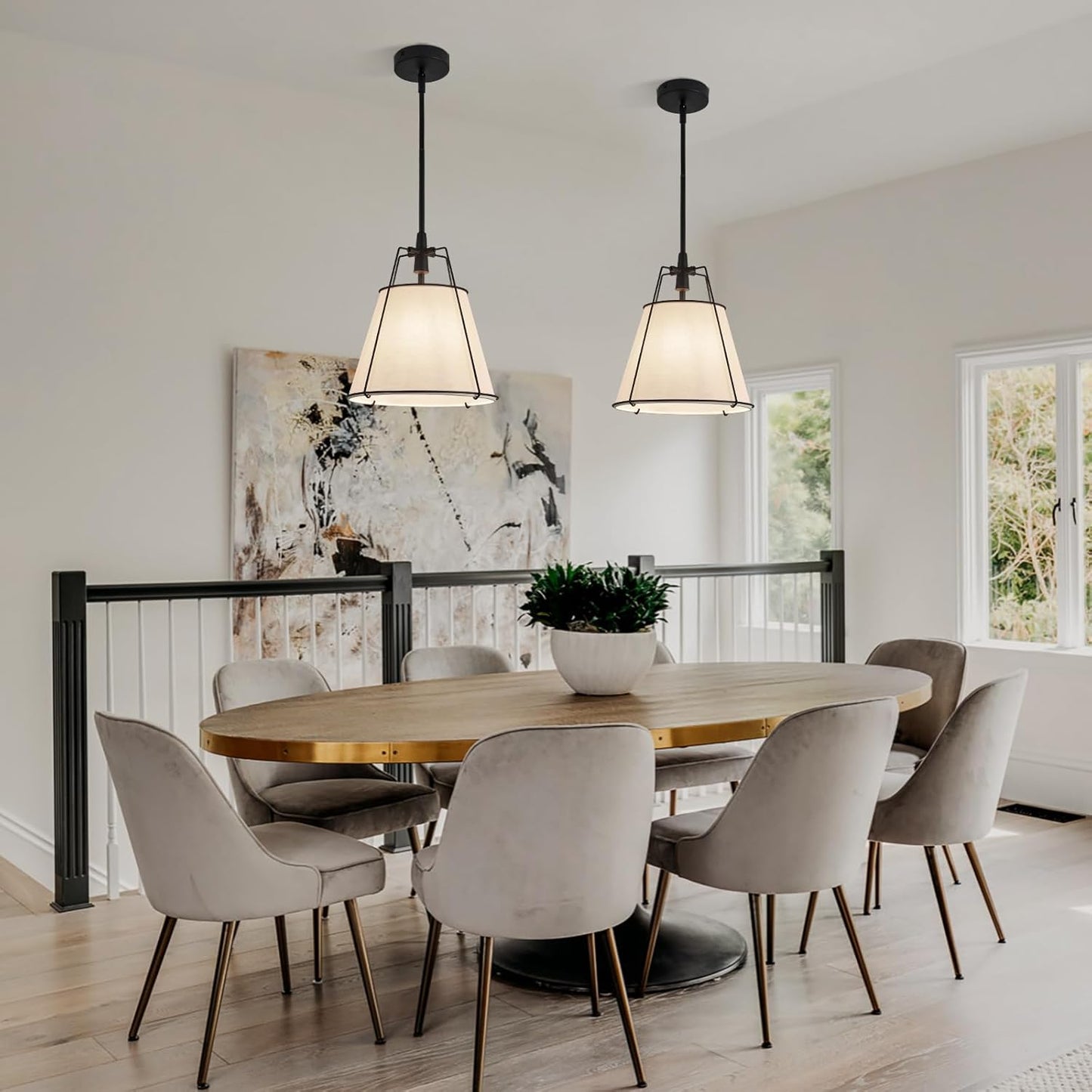 Modern Farmhouse Linen Pendant Light