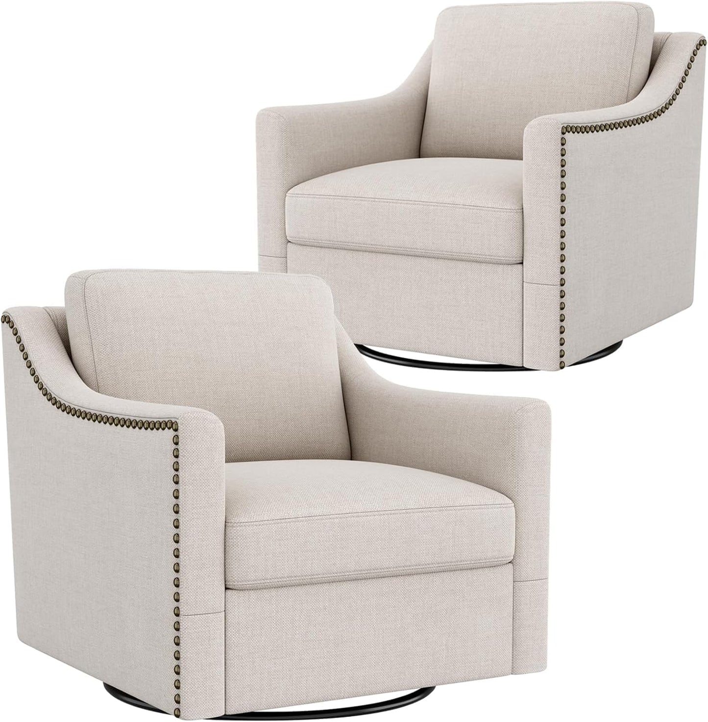 Modern Farmhouse Swivel Chairs in Cream