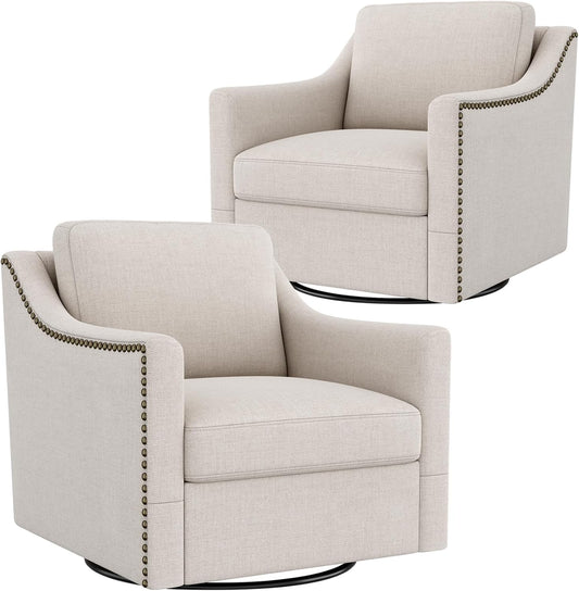 Modern Farmhouse Swivel Chairs in Cream
