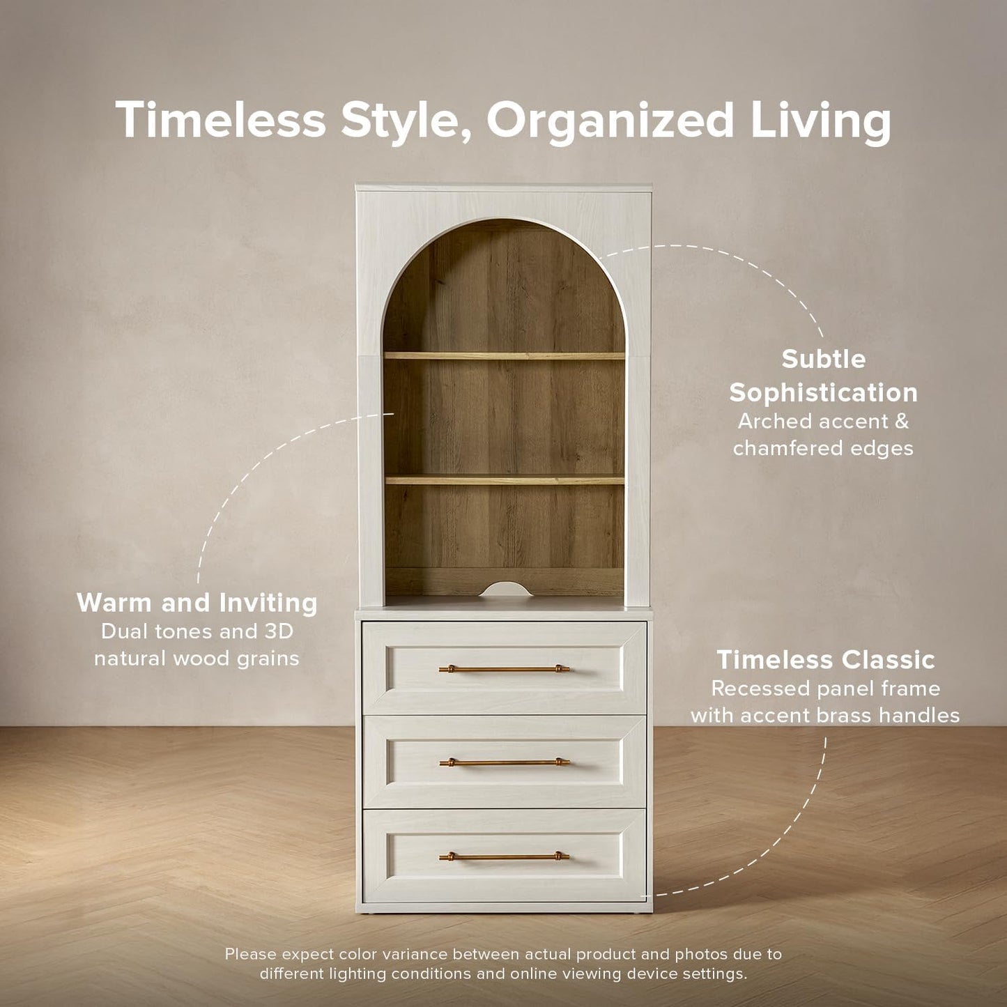 Modern White Oak Arched Display Cabinet & Storage Hutch