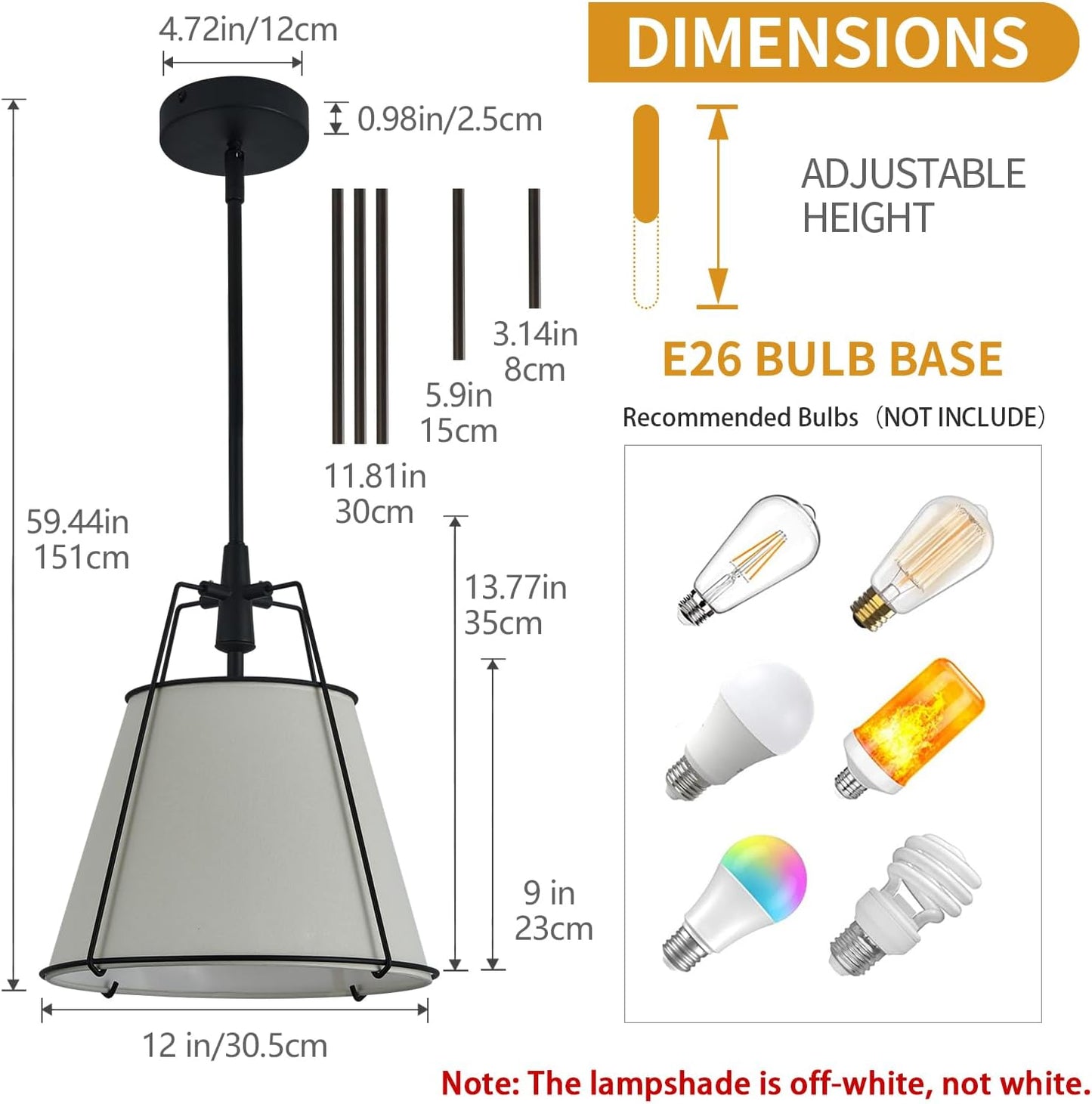 Modern Farmhouse Linen Pendant Light