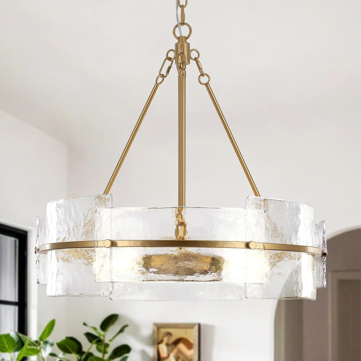 Farmhouse Round Muted Golden Chandelier 22"