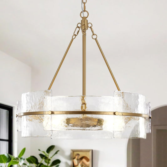 Farmhouse Round Muted Golden Chandelier 22"