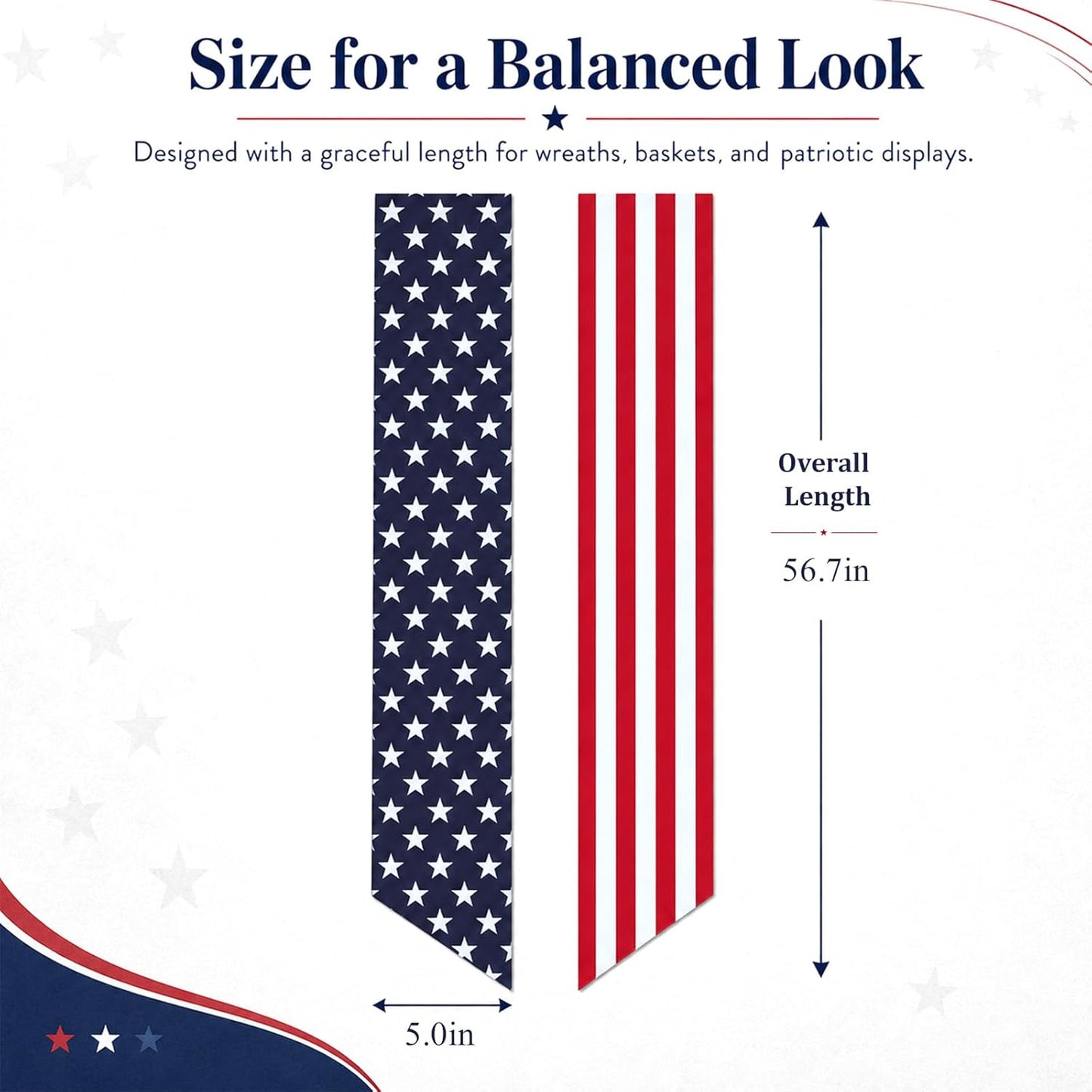 Celebrate America 250 Wreath Sash \ Elegant Patriotic Front Door Decor
