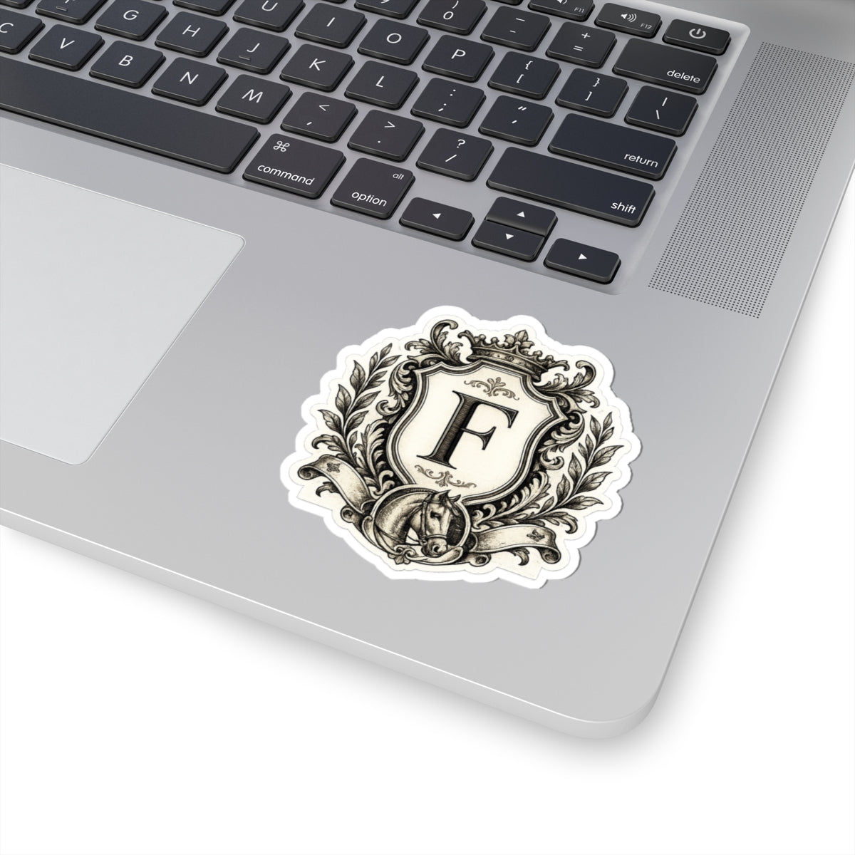 Vintage Crest Monogram Sticker | Elegant Estate Inspired-Vinyl Decal | Personalized Initial Sticker