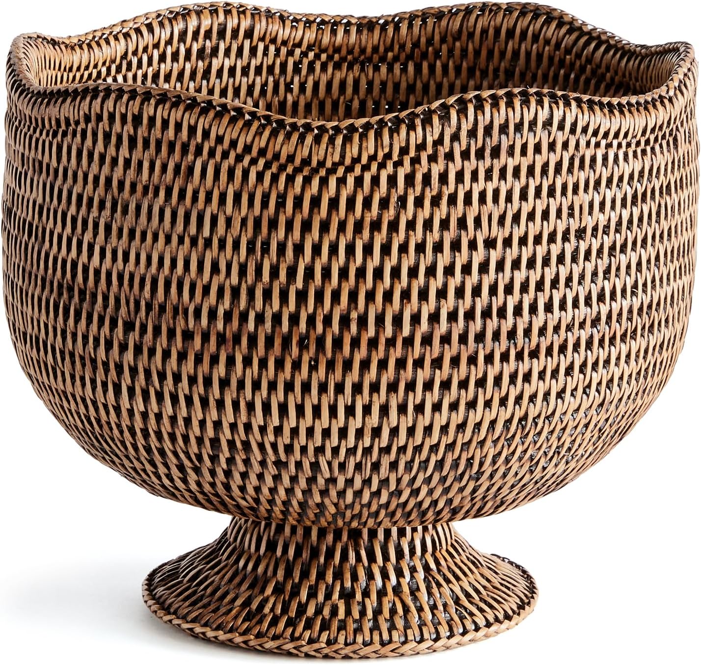 Handwoven Burma Rattan Footed Cachepot Planter