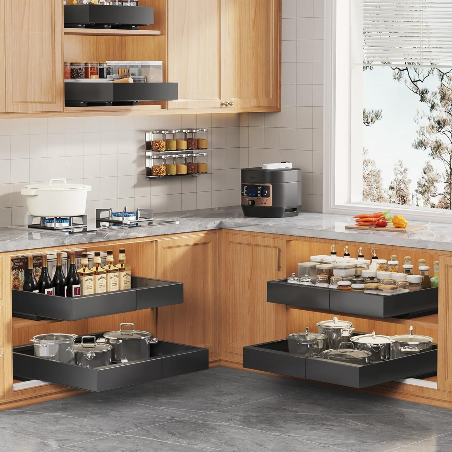Expandable Pull-Out Cabinet Organizer Shelf