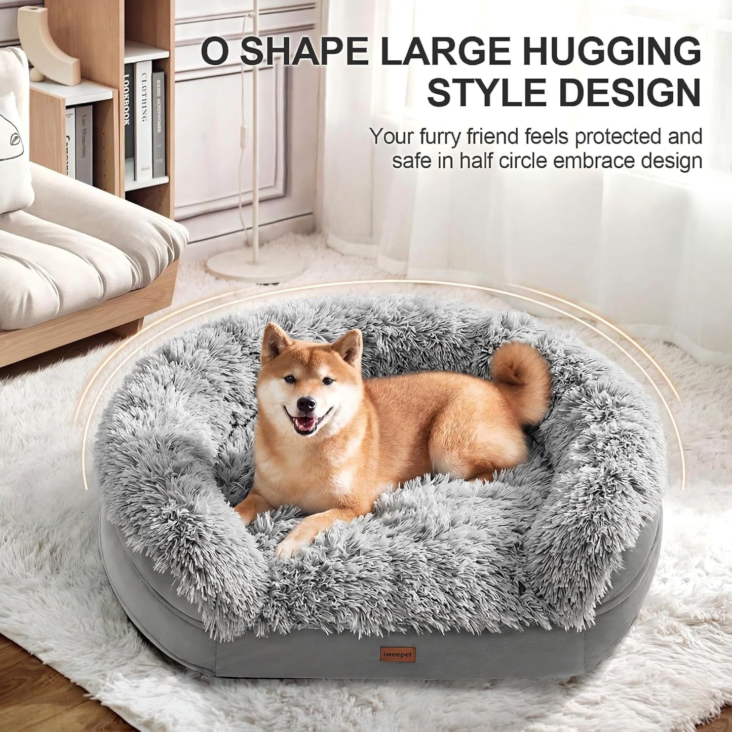 IWeepet Orthopedic Dog Bed for Large Dogs - Plush Washable Sofa Bed