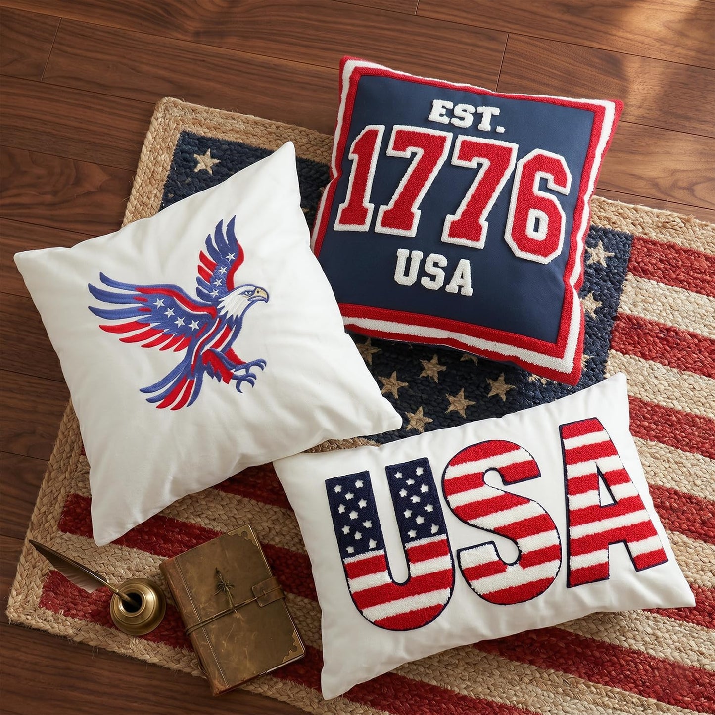 Patriotic Eagle Throw Pillow cover | Americana Farmhouse Decor