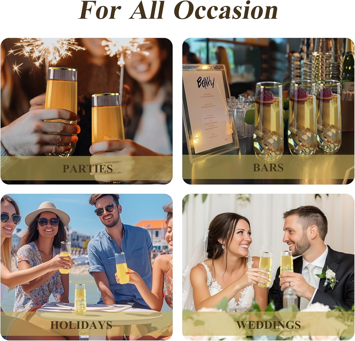 Elegant Gold Rim Champagne Flutes