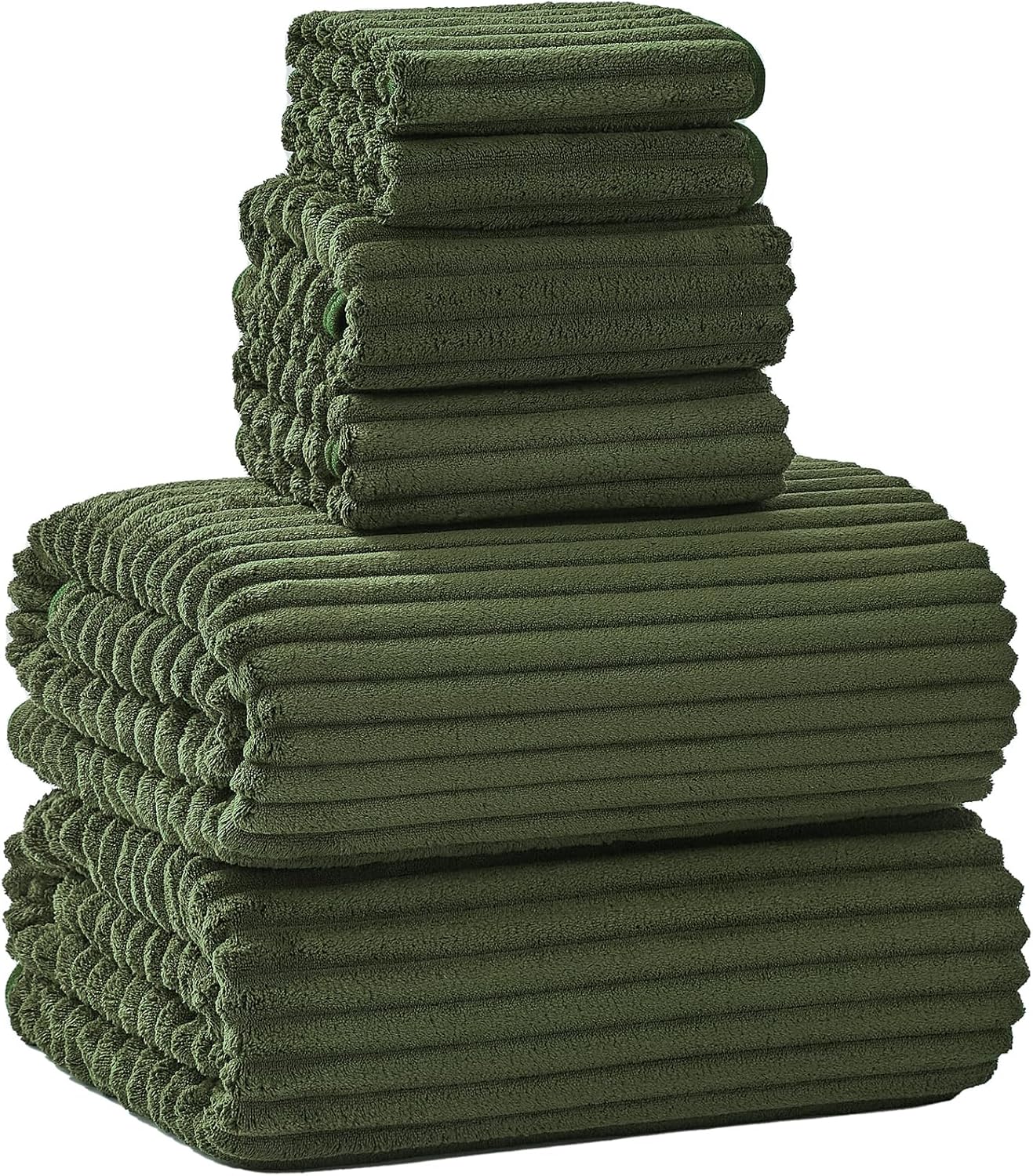 NALIVO Extra Large Olive Green Bath Towel Set | Luxury Oversized Bath Sheets, 6 Piece Microfiber Towels