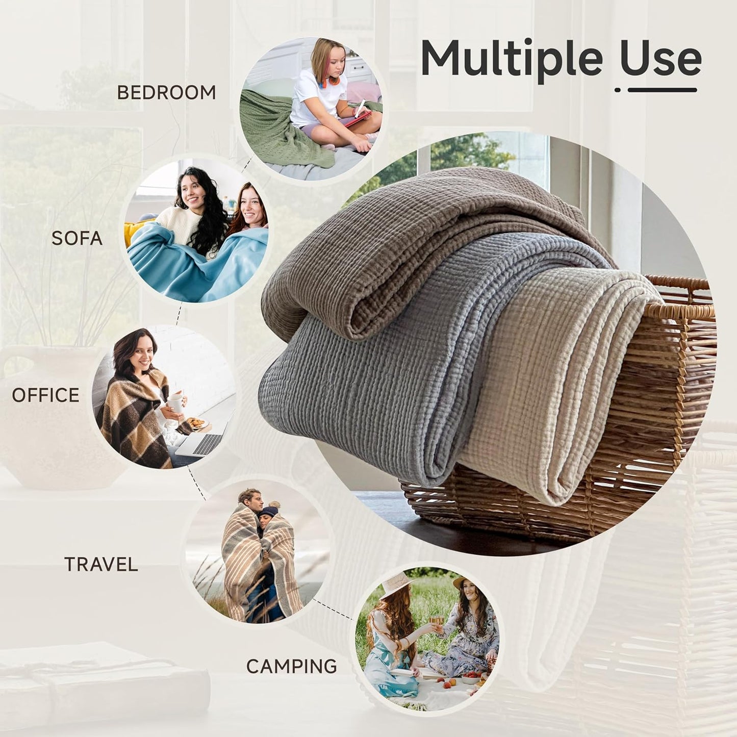Simple & Opulent Cotton muslin Gauze Blanket