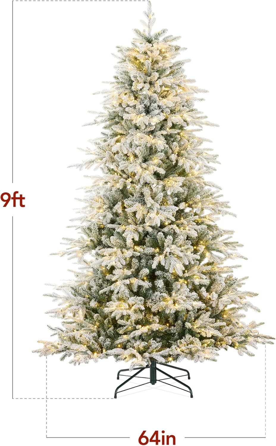 9-Ft Pre-Lit Flocked Aspen Christmas Tree with White & Multicolor Lights