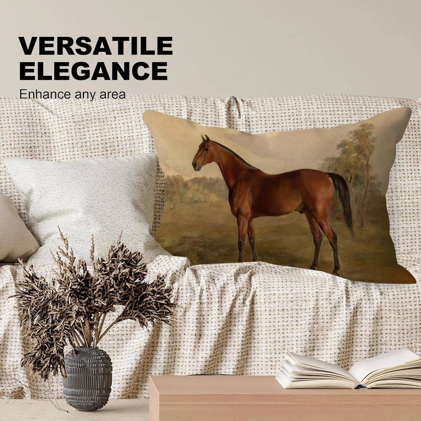 Vintage Equestrian Horse Pillow Cover
