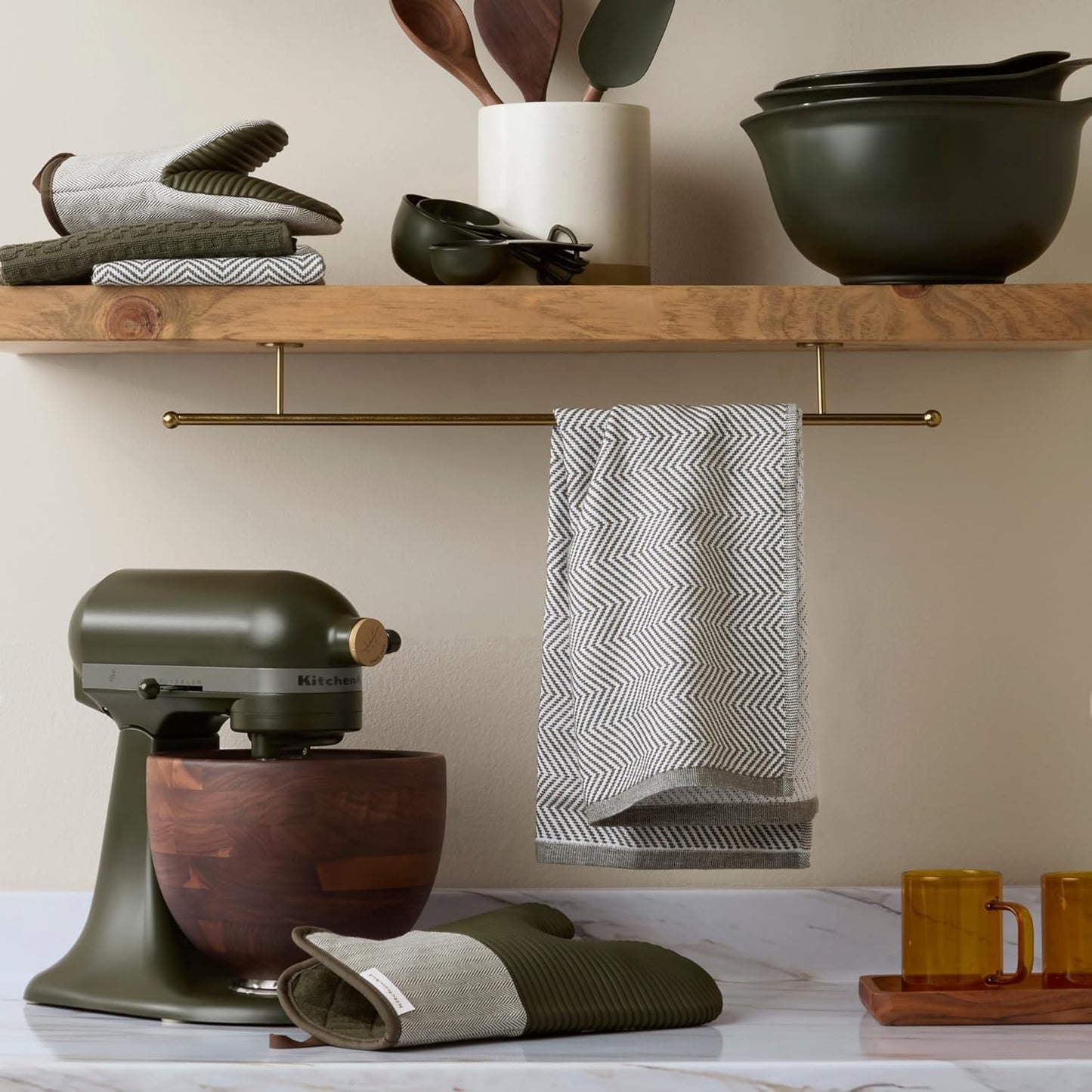 KitchenAid Evergreen Herringbone Oven Mitt Set