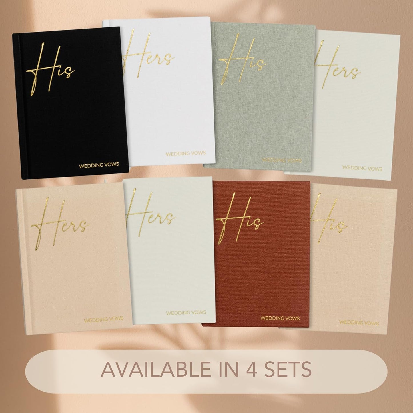 Elegant Linen Wedding Vow Books for Bride & Groom
