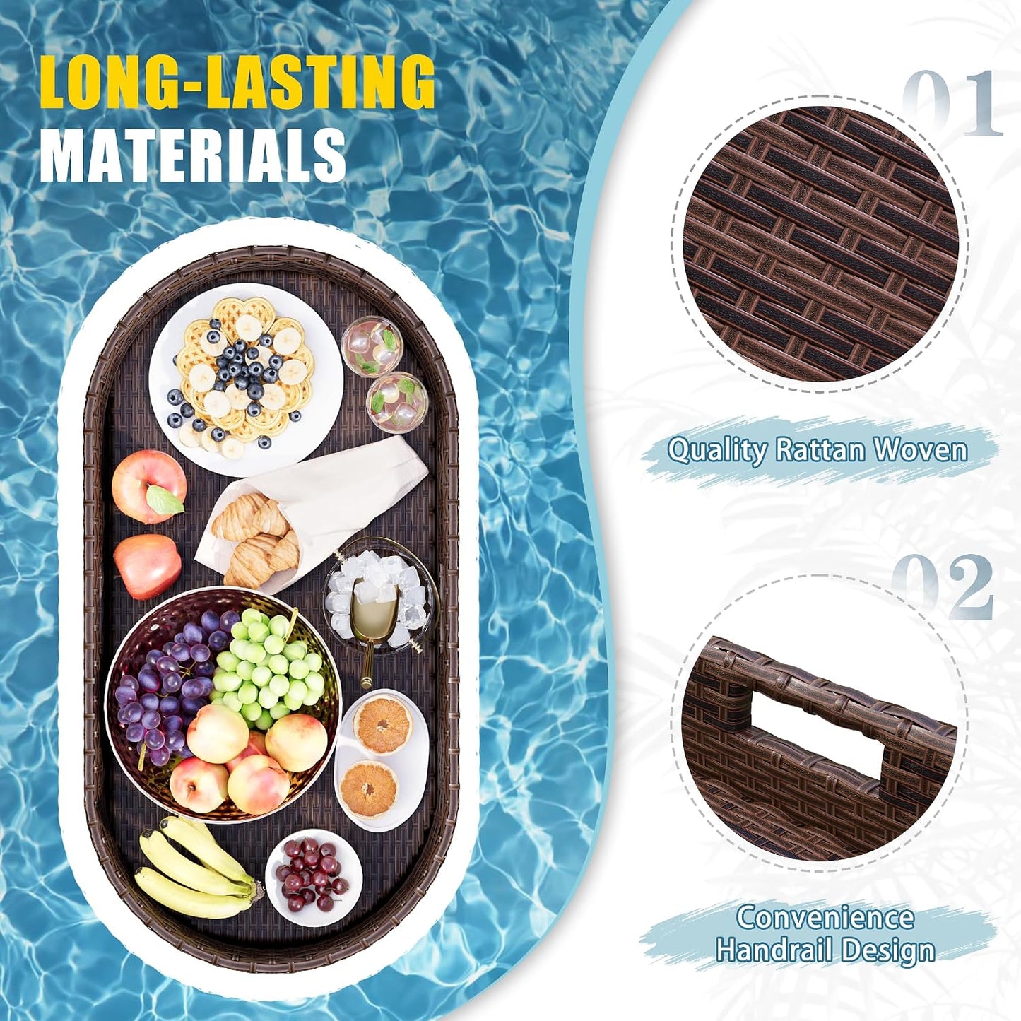 Large Wicker Floating Pool Tray