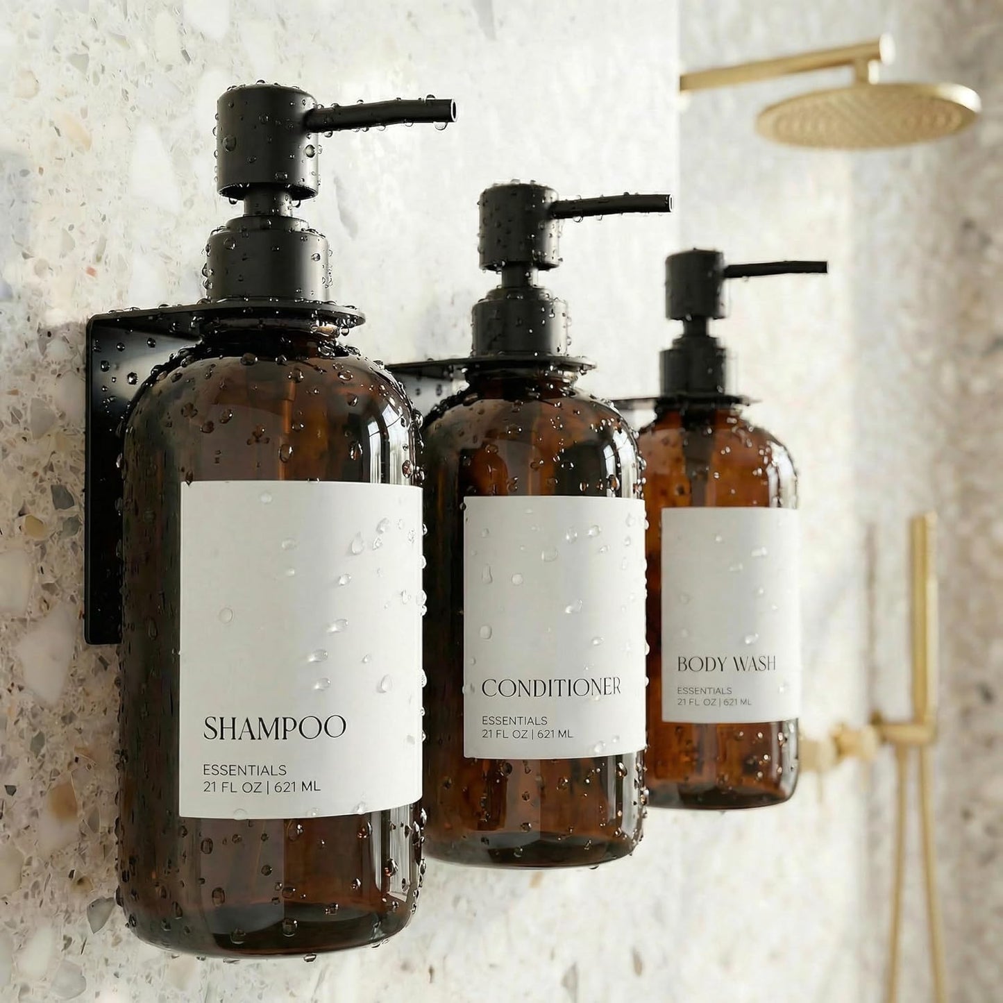 Amber Apothecary Shower Dispenser Set