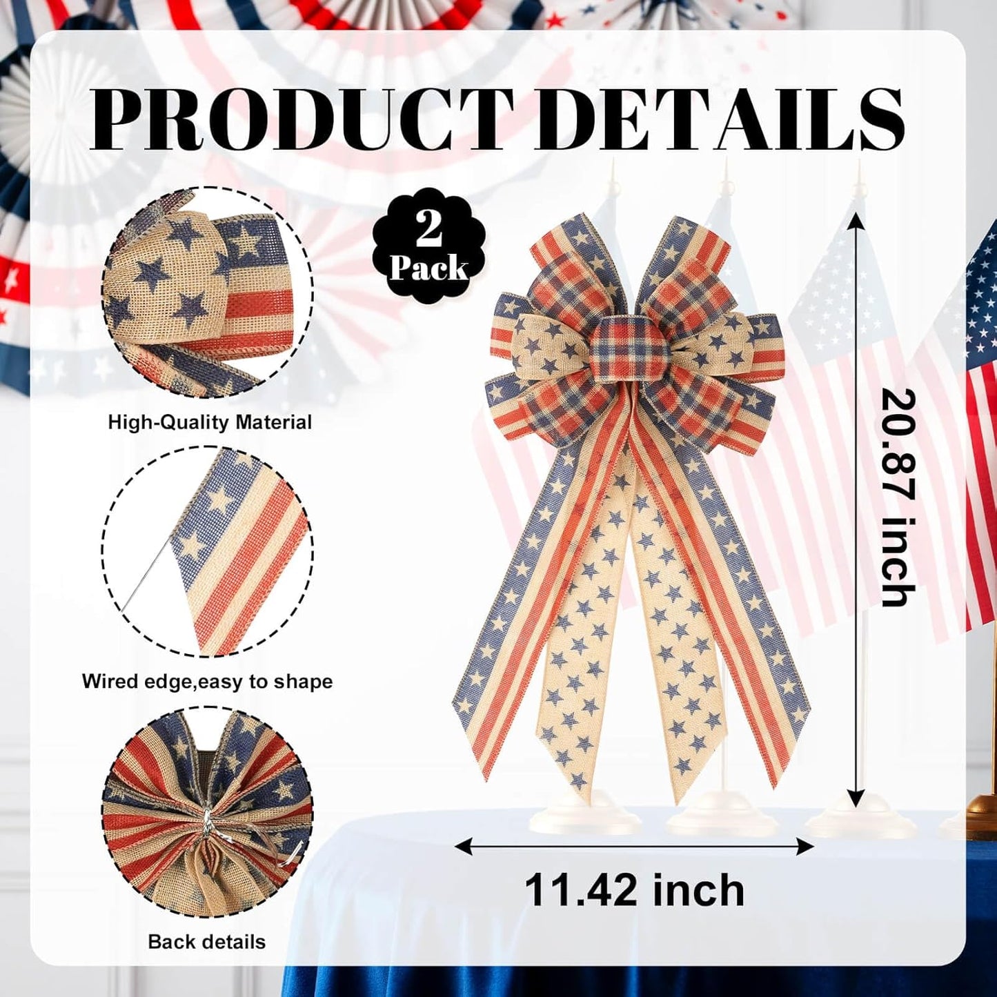 Patriotic Front Door Bow