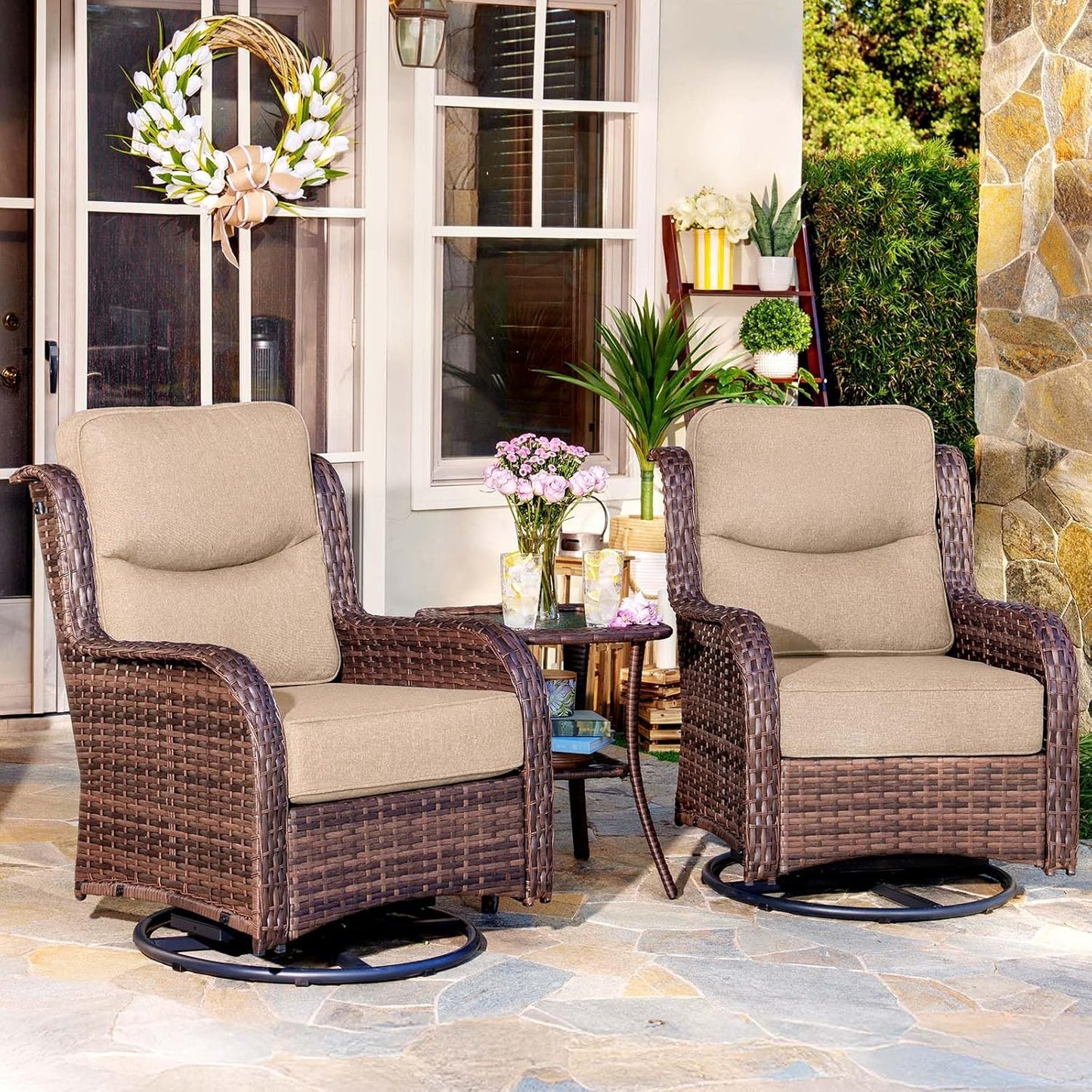 Luxury Swivel Patio Chairs Set | Cozy Porch & Outdoor Living Inspiration