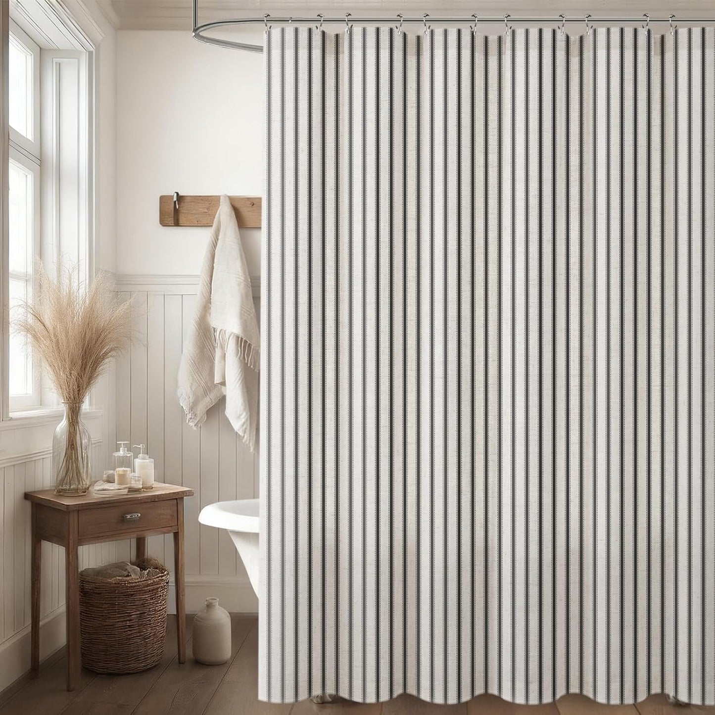 Farmhouse Stripe Linen Blend Shower Curtain
