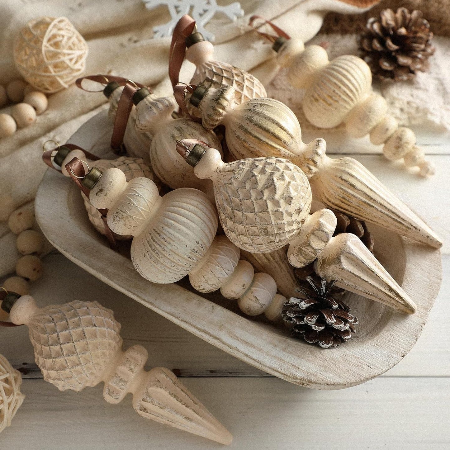 The Vintage Neutral Christmas Ornaments - Set of 9