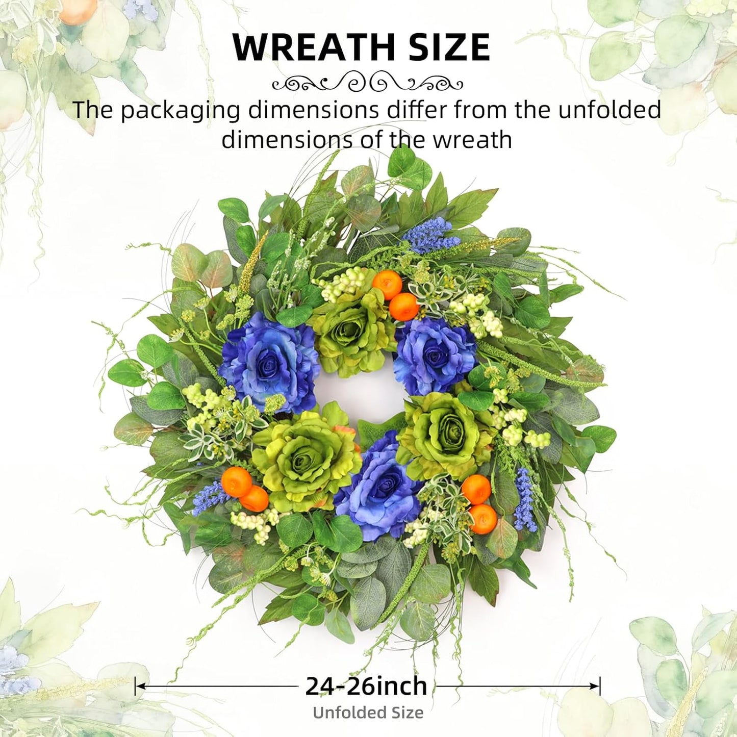 Blue Meadow Rose Wreath