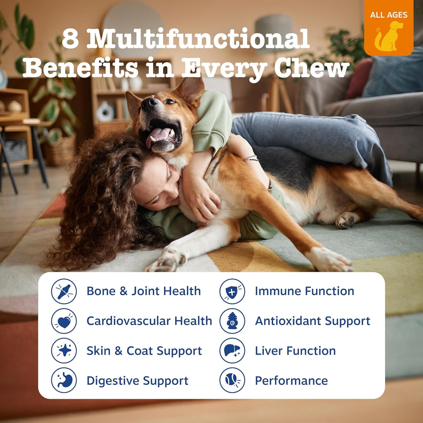 Zesty Paws 8-in-1 Multivitamin Bites for Dogs - Joint, Digestive & Skin Support Supplement