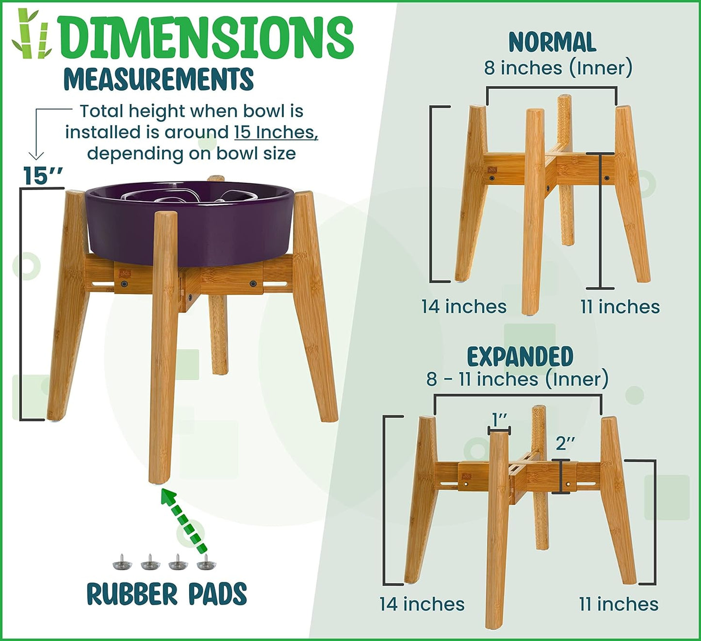 Elevated Bamboo Dog Bowl Stand for Large Breeds - Adjustable