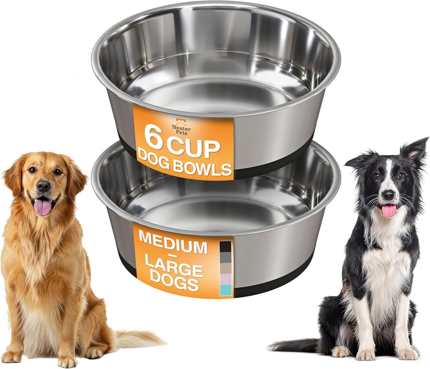 Stainless Steel Dog Bowl Set | Non-Slip Feeding & Water Bowls