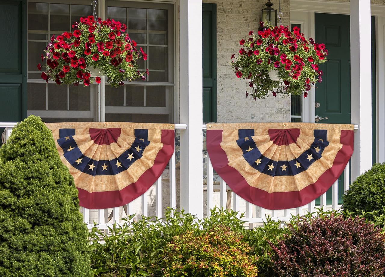 Vintage Tea-Stained American Bunting Banner