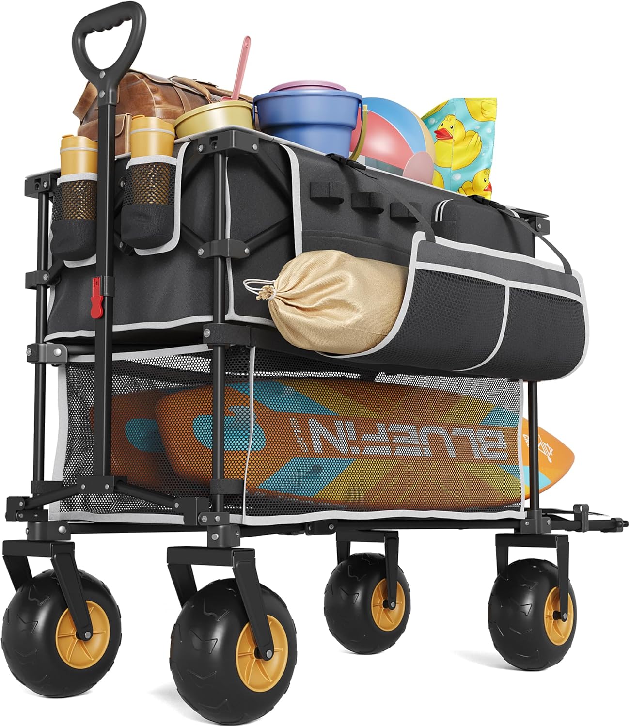 Heavy-Duty Double Decker Beach Wagon with Balloon Wheels