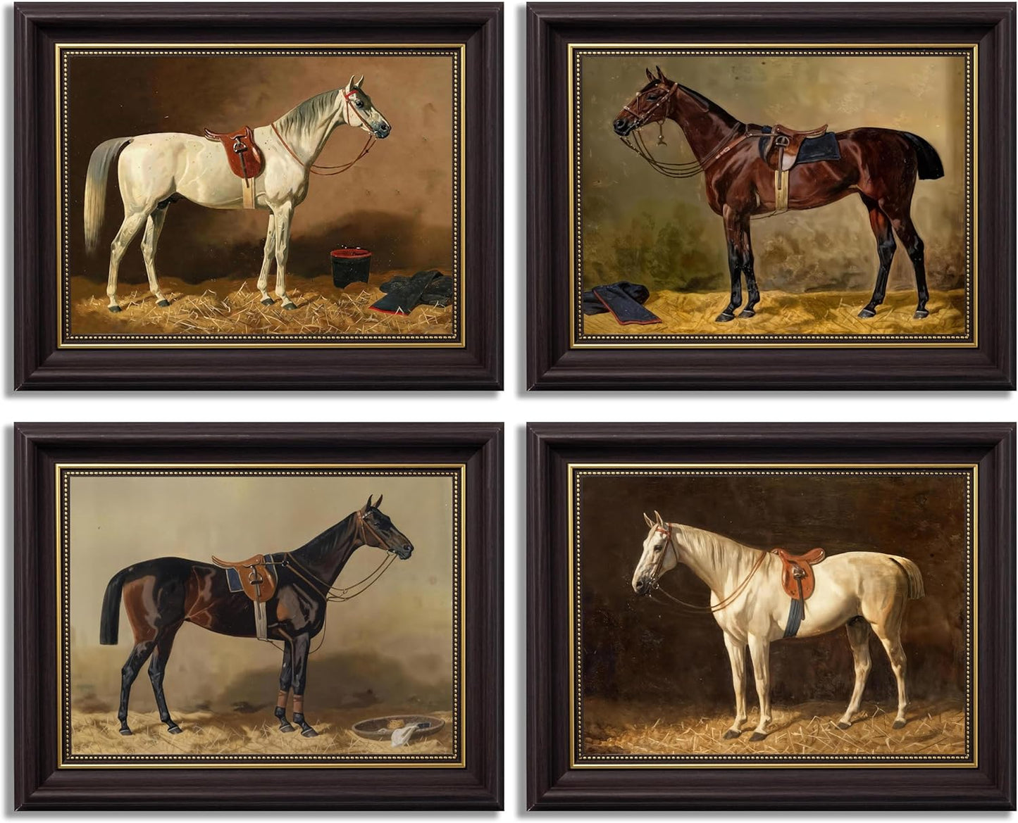 Vintage Equestrian Horse Wall Art Set | Classic English Horse Prints | Set of 4
