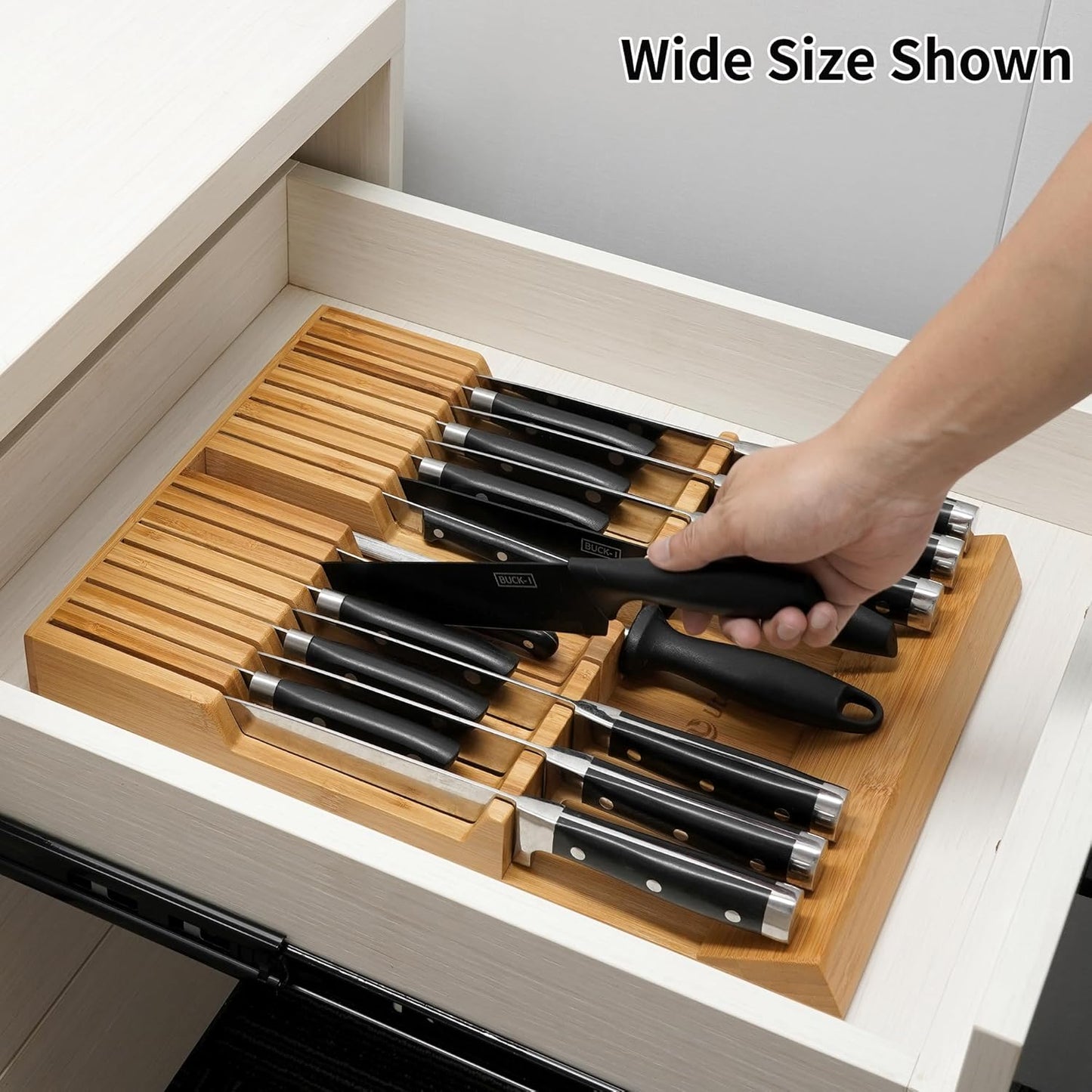 Bamboo Knife Drawer Organizer | Elegant Kitchen Storage Solution