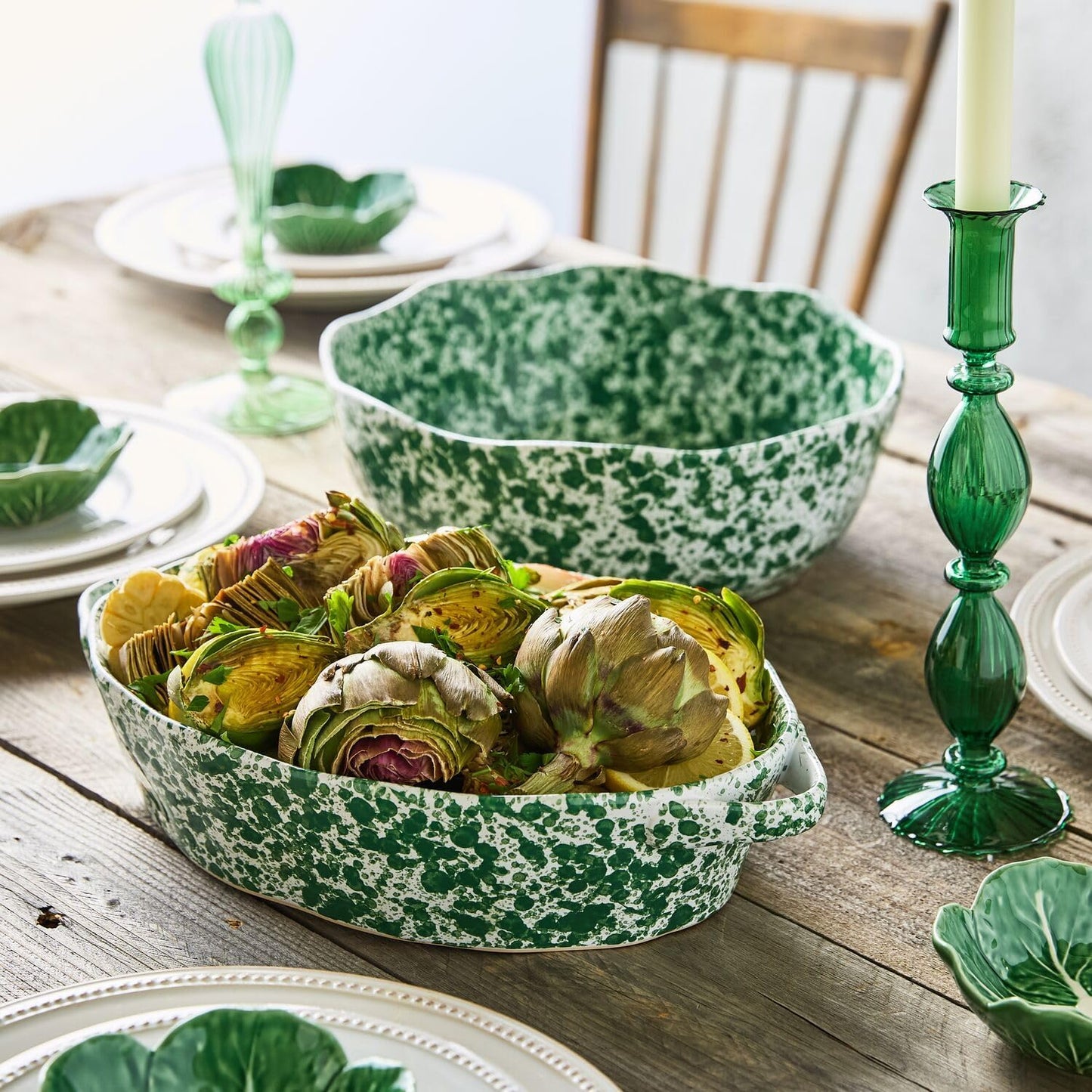Sur La Table Stoneware Splatter Design Serving Bowl – 4 Qt