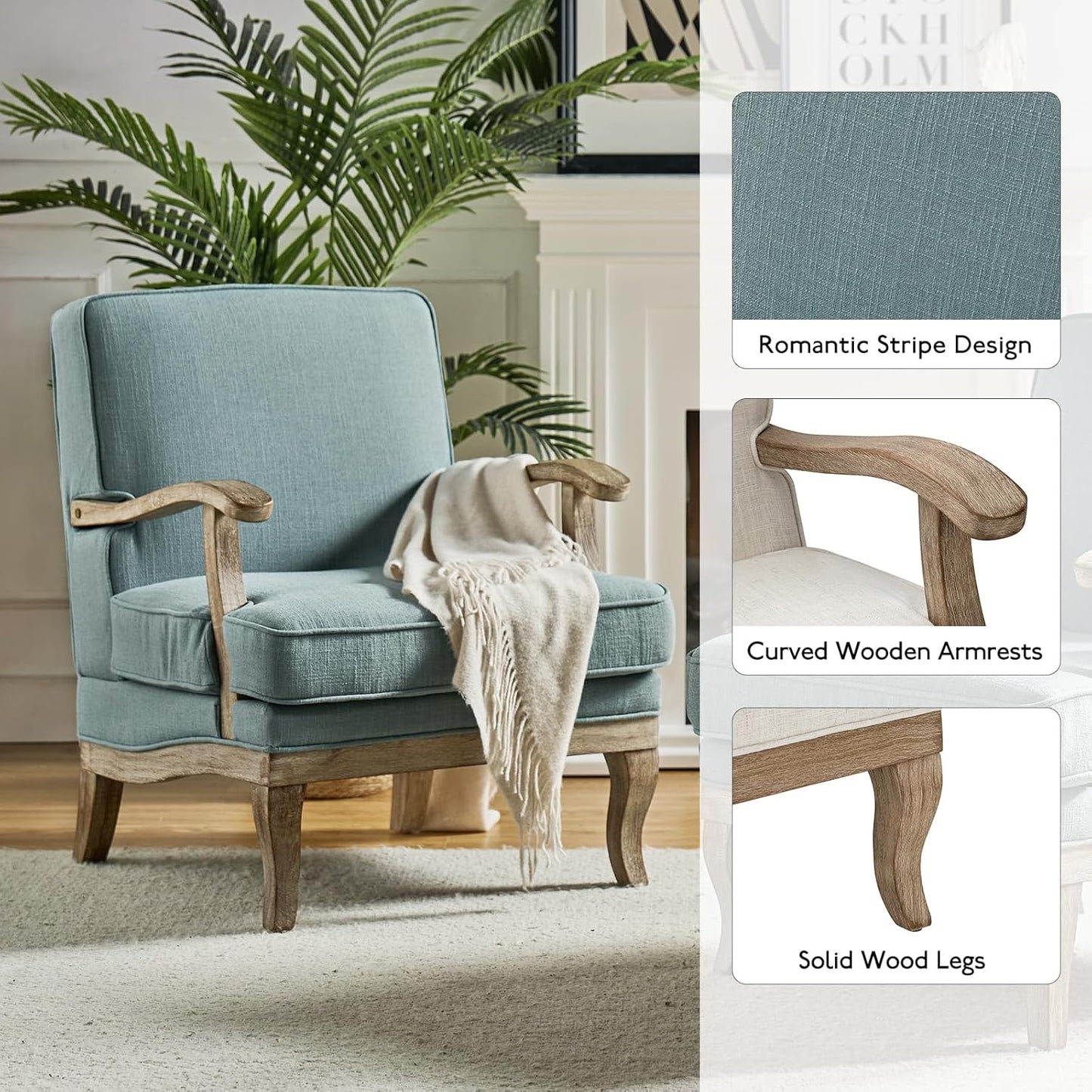 HULALA HOME Mid-Century Modern Accent Chairs Set of 2