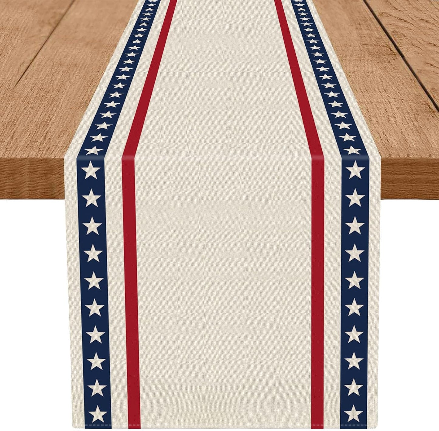 Patriotic Stars & Stripes Table Runner