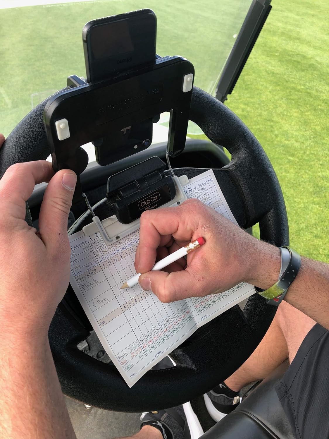 Golf Cart Steering Whell Phone Mount & Scorecard Holder