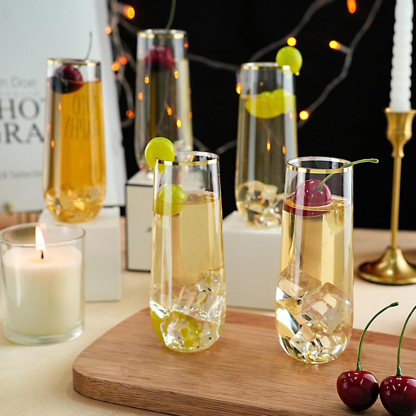 Elegant Gold Rim Champagne Flutes