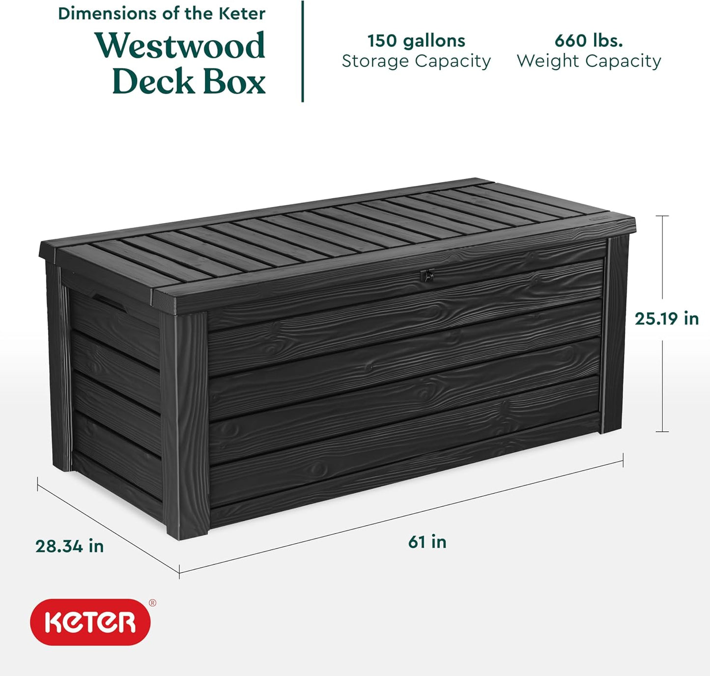 Keter 150-Gallon Outdoor Deck Box for Patio Storage