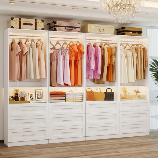 Luxury White Modular Closet Organizer System with Drawers & Hanging Storage