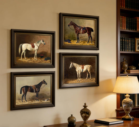 Vintage Equestrian Horse Wall Art Set | Classic English Horse Prints | Set of 4
