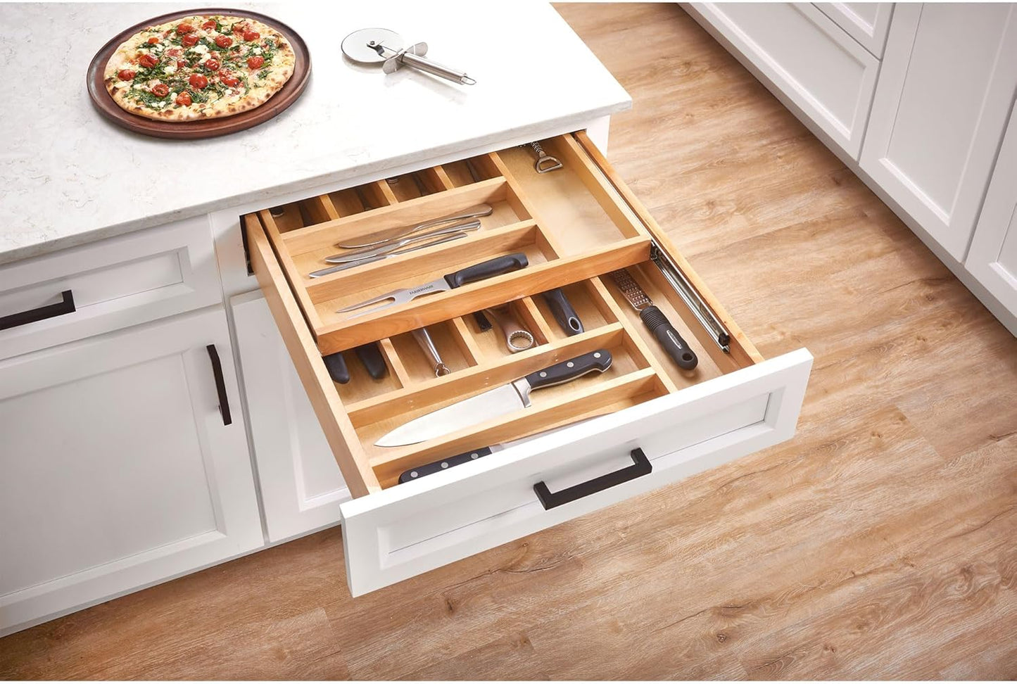 Rev-A-Shelf Two-Tier Maple Cutlery Drawer Organizer