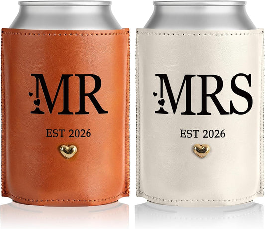 Mr. and Mrs. wedding Can Cooler Set