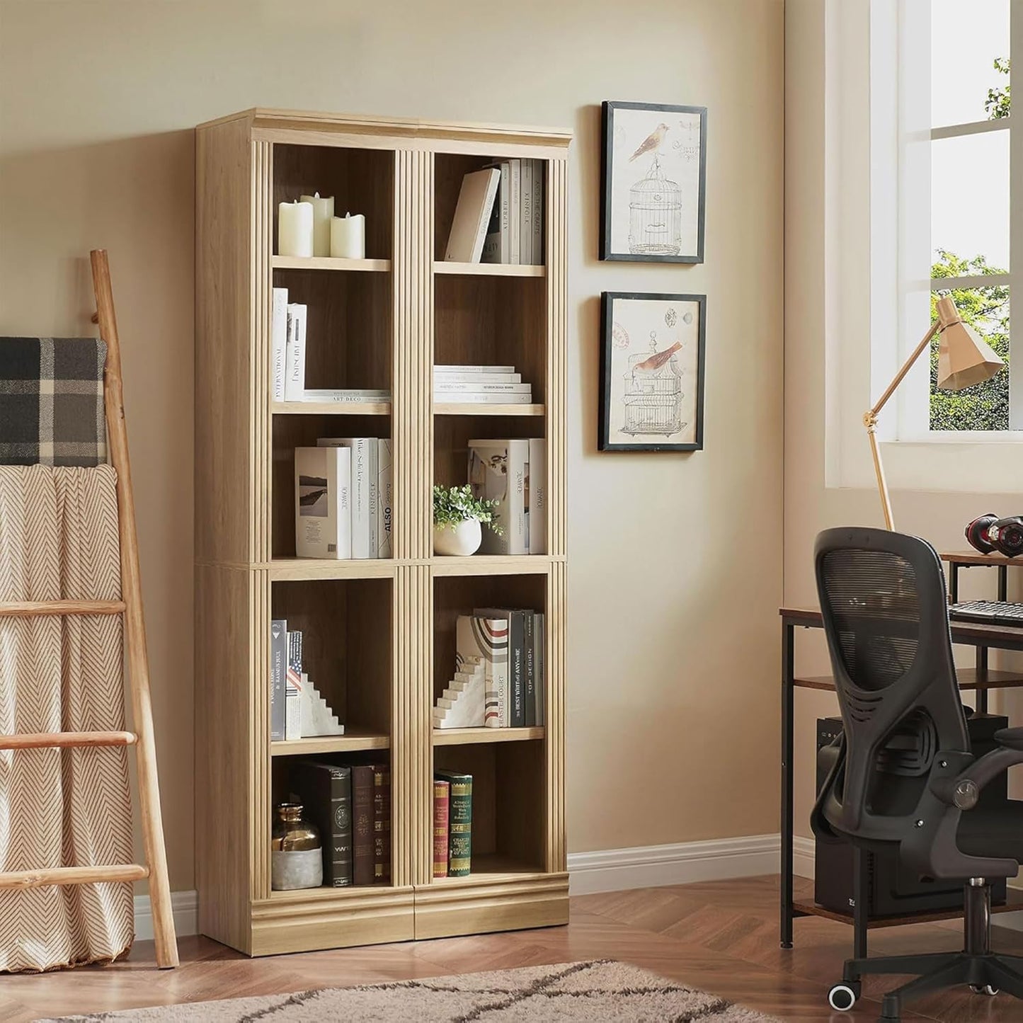 Slim Oak Book & Storage Tower