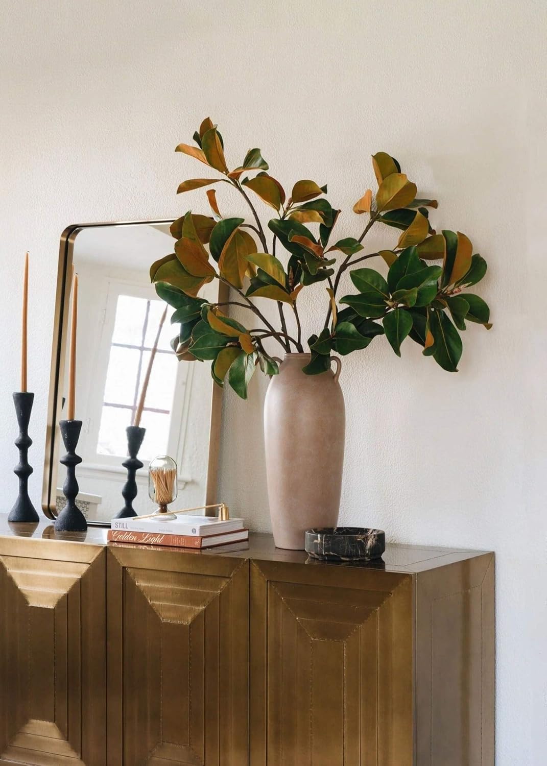 41" Fuax Magnolia Leaf Branch | Realistic Artifical Greenery for Farmhouse & Traditional Home Decor