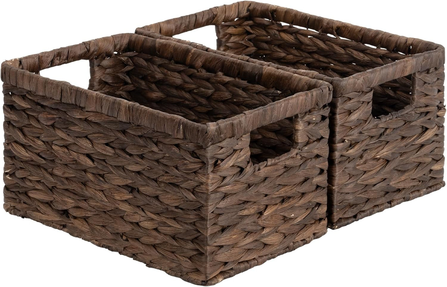 Set of 2 Handwoven Water Hyacinth Storage Basked with Handles