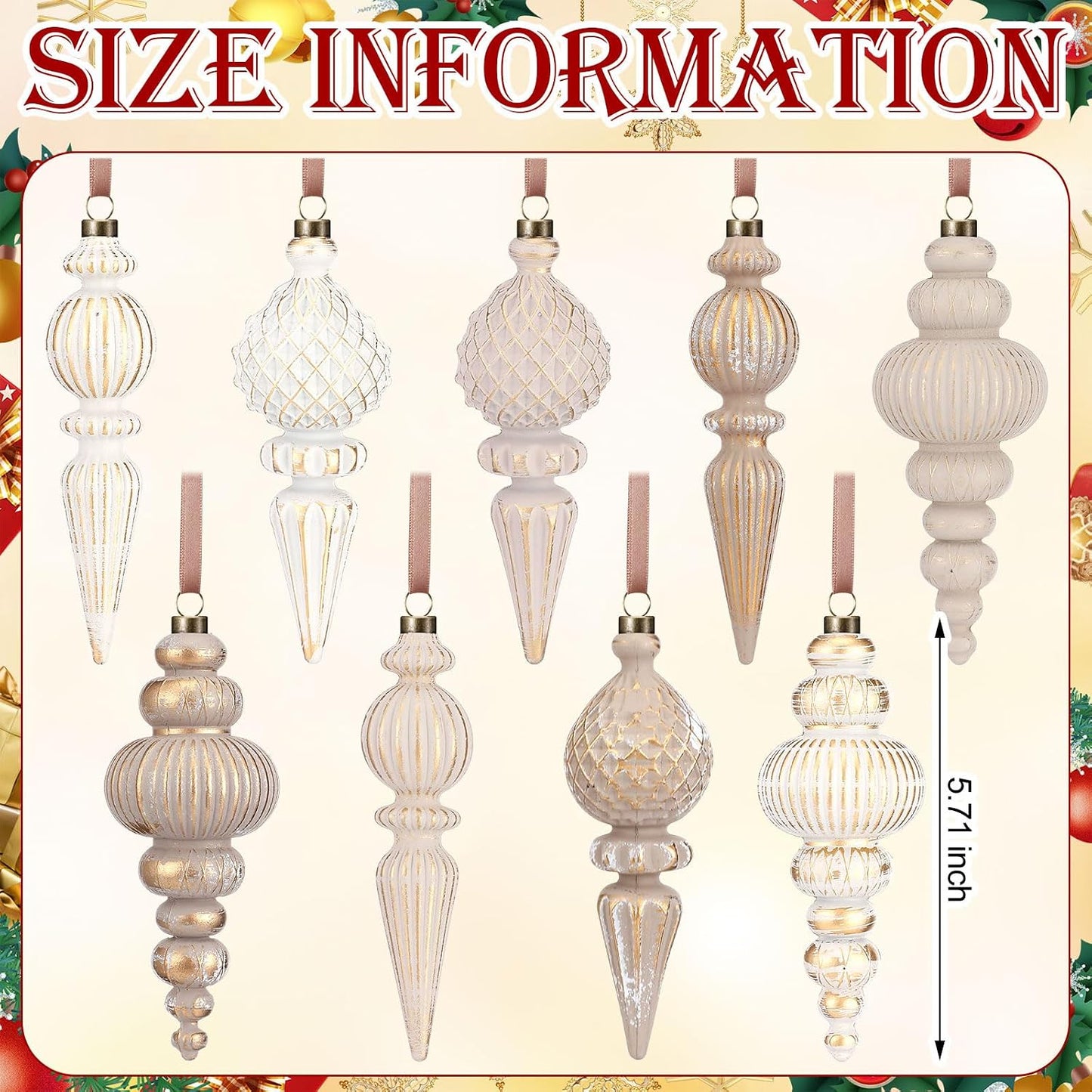 The Vintage Neutral Christmas Ornaments - Set of 9