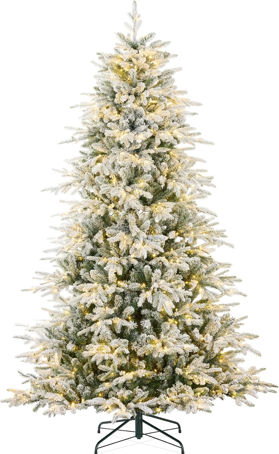 9-Ft Pre-Lit Flocked Aspen Christmas Tree with White & Multicolor Lights