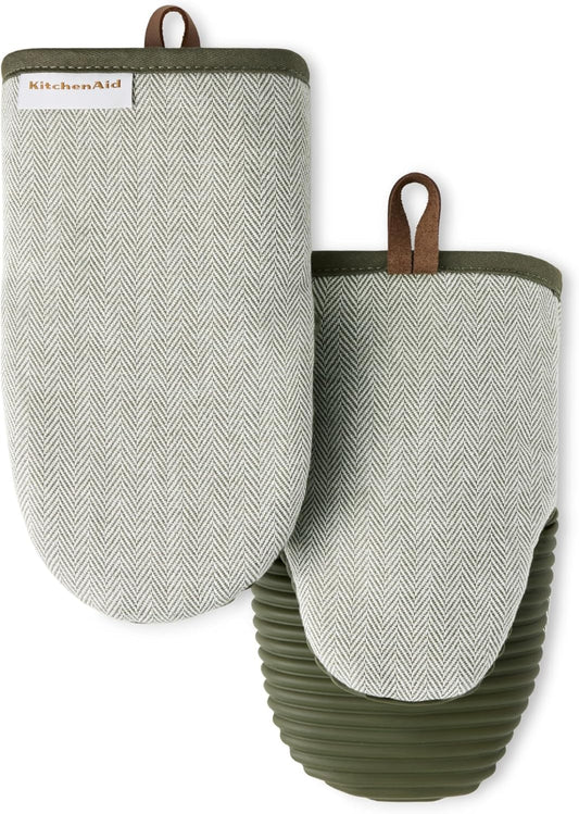 KitchenAid Evergreen Herringbone Oven Mitt Set
